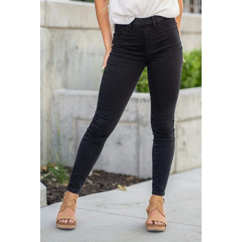 Judy Blue So Comfy High Rise Pull On Skinny Jeans Black‎ 13/31